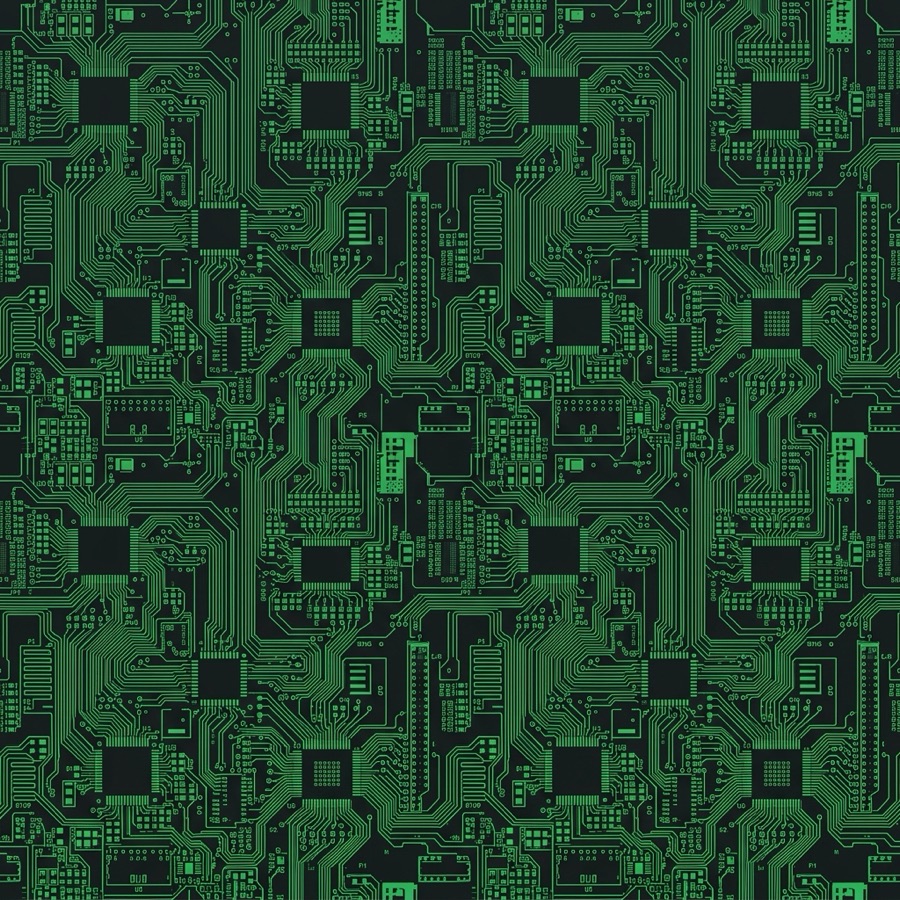 A seamless monochrome circuit-board pattern